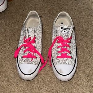 White and pink converse